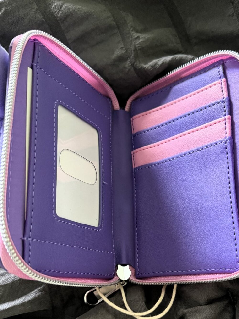Kuromi Hearts Plush Face Purple Mini Zipper Loungefly Wallet - Picture 4 of 4